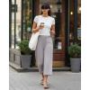 image:imageG4Free Chillwhisp Lightweight Flowy Wide Leg Capris Women  Front Seam Summer Cropped Pants for Travel BeachChime Gray