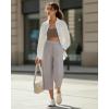 image:imageG4Free Chillwhisp Lightweight Flowy Wide Leg Capris Women  Front Seam Summer Cropped Pants for Travel BeachChime Gray