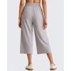 image:imageG4Free Chillwhisp Lightweight Flowy Wide Leg Capris Women  Front Seam Summer Cropped Pants for Travel BeachChime Gray
