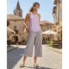image:imageG4Free Chillwhisp Lightweight Flowy Wide Leg Capris Women  Front Seam Summer Cropped Pants for Travel BeachChime Gray