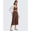 image:imageG4Free Chillwhisp Lightweight Flowy Wide Leg Capris Women  Front Seam Summer Cropped Pants for Travel BeachCoffee Brown