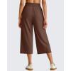 image:imageG4Free Chillwhisp Lightweight Flowy Wide Leg Capris Women  Front Seam Summer Cropped Pants for Travel BeachCoffee Brown