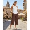 image:imageG4Free Chillwhisp Lightweight Flowy Wide Leg Capris Women  Front Seam Summer Cropped Pants for Travel BeachCoffee Brown