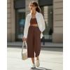 image:imageG4Free Chillwhisp Lightweight Flowy Wide Leg Capris Women  Front Seam Summer Cropped Pants for Travel BeachCoffee Brown