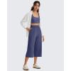 image:imageG4Free Chillwhisp Lightweight Flowy Wide Leg Capris Women  Front Seam Summer Cropped Pants for Travel BeachDusky Purple