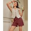 image:imageG4Free EverGoing Dressy Casual Shorts for Women 5 High Waisted Summer Lounge Pleated Shorts with PocketsDark Burgundy