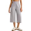 image:imageG4Free Chillwhisp Lightweight Flowy Wide Leg Capris Women  Front Seam Summer Cropped Pants for Travel BeachChime Gray
