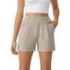 image:imageG4Free EverGoing Dressy Casual Shorts for Women 5 High Waisted Summer Lounge Pleated Shorts with PocketsMocha