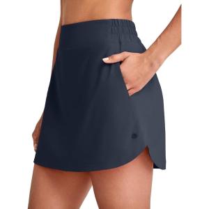 image:imageG4Free A Line Golf Skirts for Women 15 Elastic High Waisted Tennis Skorts Soft Casual Athletic Inner Shorts 4 PocketsDark Navy