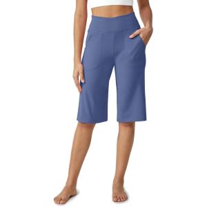 image:imageG4Free Capri Pants for Women 14 Knee Length Wide Leg Yoga Capris Dressy Casual Summer Crop Pants with PocketsDenim Blue