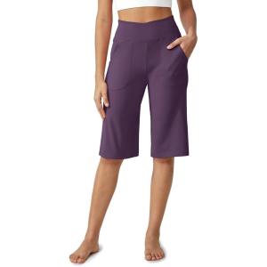 image:imageG4Free Capri Pants for Women 14 Knee Length Wide Leg Yoga Capris Dressy Casual Summer Crop Pants with PocketsGrape Purple