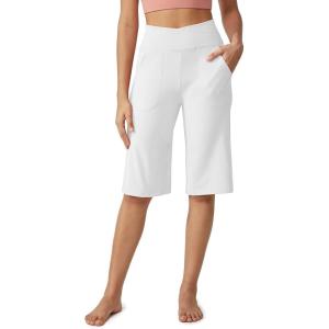 image:imageG4Free Capri Pants for Women 14 Knee Length Wide Leg Yoga Capris Dressy Casual Summer Crop Pants with PocketsWhite