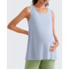 image:imageG4Free Lyocell Side Slits Maternity Tank Tops Crewneck Pregnancy Sleeveless Workout Shirts Loose FitLight Denim