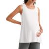 image:imageG4Free Lyocell Side Slits Maternity Tank Tops Crewneck Pregnancy Sleeveless Workout Shirts Loose FitPure White