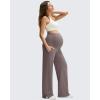 image:imageG4Free ShiftReady Maternity Pants with Pockets Casual Over The Belly Pregnancy Wide Leg Daily TrousersTaupe