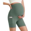 image:imageG4Free Barefeel Maternity Biker Shorts with Pockets Over The Belly Legging Pregnancy Yoga Pants Athletic Workout 5 85Gray Sage