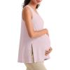 image:imageG4Free Lyocell Side Slits Maternity Tank Tops Crewneck Pregnancy Sleeveless Workout Shirts Loose FitLight Pink