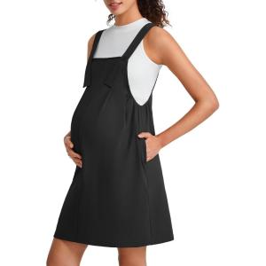 image:imageG4Free EverGoing Maternity Overall Dress Adjustable Straps Pregnancy Jumpsuits Dresses with Pockets Casual WorkBlack