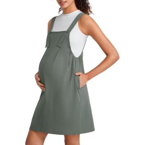 image:imageG4Free EverGoing Maternity Overall Dress Adjustable Straps Pregnancy Jumpsuits Dresses with Pockets Casual WorkGray Sage
