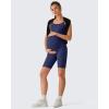 image:imageG4Free BareFeel Built in Bra Maternity Romper Cut Out Back Pregnancy Jumpsuit with Pockets Workout CasualRoyal Blue