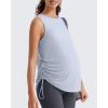 image:imageG4Free Lyocell Ruch Side Maternity Tank Top Crew Neck Sleeveless Loose Fit Pregnancy Yoga ShirtsLight Denim