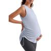 image:imageG4Free Lyocell Ruch Side Maternity Tank Top Crew Neck Sleeveless Loose Fit Pregnancy Yoga ShirtsLight Denim