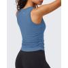 image:imageG4Free BareFeel Workout Yoga Tank Tops Ruched Sleeveless Athletic Tanks High Neck Pilates TopDusty Blue