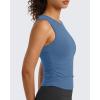 image:imageG4Free BareFeel Workout Yoga Tank Tops Ruched Sleeveless Athletic Tanks High Neck Pilates TopDusty Blue