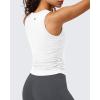 image:imageG4Free BareFeel Workout Yoga Tank Tops Ruched Sleeveless Athletic Tanks High Neck Pilates TopPure White