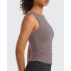 image:imageG4Free BareFeel Workout Yoga Tank Tops Ruched Sleeveless Athletic Tanks High Neck Pilates TopTaupe