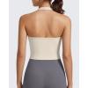 image:imageG4Free Ribbed Halter Crop Tank Tops Going Out Camisoles Backless Button Slim Fit Cropped Cami TopLight Khaki