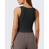 image:imageG4Free Ribbed Henley Button Tank Top Cropped Yoga Going Out Tanks Square Neck Sleeveless Crop TopsBlack