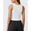 image:imageG4Free Ribbed Henley Button Tank Top Cropped Yoga Going Out Tanks Square Neck Sleeveless Crop TopsPure White