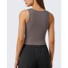 image:imageG4Free Ribbed Henley Button Tank Top Cropped Yoga Going Out Tanks Square Neck Sleeveless Crop TopsTaupe