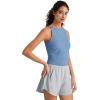 image:imageG4Free Skimetic Workout Boat Neck Tank Top Running Athletic Tanks UPF 50 Ruched Yoga Pilates Tops Slim FitDusty Blue
