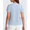 image:imageG4Free Soft Lyocell Crew Neck Workout Tops for Women Hip Length  Relaxed Fit Casual Shorts Sleeve T ShirtsLight Denim