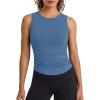 image:imageG4Free BareFeel Workout Yoga Tank Tops Ruched Sleeveless Athletic Tanks High Neck Pilates TopDusty Blue