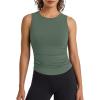 image:imageG4Free BareFeel Workout Yoga Tank Tops Ruched Sleeveless Athletic Tanks High Neck Pilates TopGray Sage