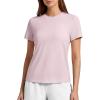 image:imageG4Free Soft Lyocell Crew Neck Workout Tops for Women Hip Length  Relaxed Fit Casual Shorts Sleeve T ShirtsLight Pink