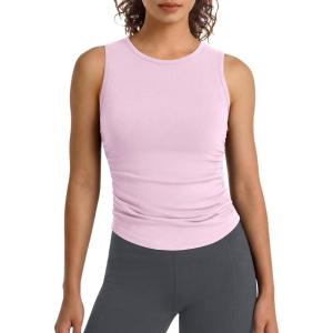 image:imageG4Free BareFeel Workout Yoga Tank Tops Ruched Sleeveless Athletic Tanks High Neck Pilates TopBlush