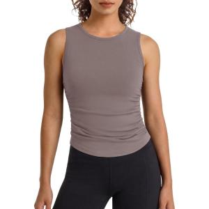 image:imageG4Free BareFeel Workout Yoga Tank Tops Ruched Sleeveless Athletic Tanks High Neck Pilates TopTaupe
