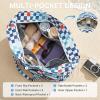 image:imageG4Free Beach Bag Waterproof Sandproof Large Foldable Beach Tote with Zipper for Women Pool Travel Swim Grocery Tote BagsBlue Red Checkered