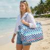image:imageG4Free Beach Bag Waterproof Sandproof Large Foldable Beach Tote with Zipper for Women Pool Travel Swim Grocery Tote BagsBlue Red Checkered