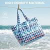 image:imageG4Free Beach Bag Waterproof Sandproof Large Foldable Beach Tote with Zipper for Women Pool Travel Swim Grocery Tote BagsBlue Red Checkered