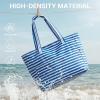 image:imageG4Free Beach Bag Waterproof Sandproof Large Foldable Beach Tote with Zipper for Women Pool Travel Swim Grocery Tote BagsBlue Strip