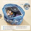 image:imageG4Free Beach Bag Waterproof Sandproof Large Foldable Beach Tote with Zipper for Women Pool Travel Swim Grocery Tote BagsBlue Strip