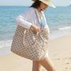 image:imageG4Free Beach Bag Waterproof Sandproof Large Foldable Beach Tote with Zipper for Women Pool Travel Swim Grocery Tote BagsBrown Checkered