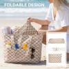 image:imageG4Free Beach Bag Waterproof Sandproof Large Foldable Beach Tote with Zipper for Women Pool Travel Swim Grocery Tote BagsBrown Checkered