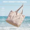 image:imageG4Free Beach Bag Waterproof Sandproof Large Foldable Beach Tote with Zipper for Women Pool Travel Swim Grocery Tote BagsBrown Checkered