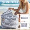 image:imageG4Free Beach Bag Waterproof Sandproof Large Foldable Beach Tote with Zipper for Women Pool Travel Swim Grocery Tote BagsGray Strip